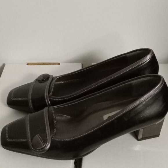 Melluso Vintage Black Leather Chunky Kitten Heels shoes cottagecore boho EU 40 - Picture 2 of 6